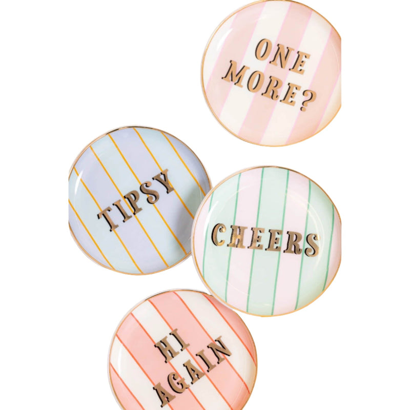 Yvonne Ellen Fine China 4-Piece Coaster Set - Slogan