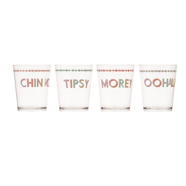 Yvonne Ellen Set Of 4 Plastic Picnic Tumblers - Slogan