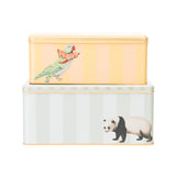 Yvonne Ellen Set Of 2 Rectangular Storage Tins - Panda & Parakeet