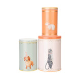 Yvonne Ellen Set Of 3 Cylinder Storage Tins - Sausage Doggie, Mousey & Pussy