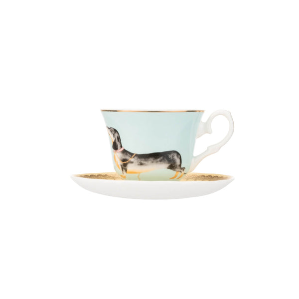 Yvonne Ellen Fine China Teacup & Saucer  - Doggie