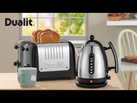 Dualit Lite 1.5 Litre Jug Kettle & 2-Slice Toaster Set - Black & Stainless Steel