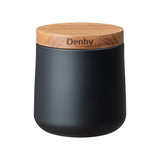 Denby Pottery Galvanised Steel 4 Piece Canister & Bread Bin Set With Acacia Wood Lid - Matte Black