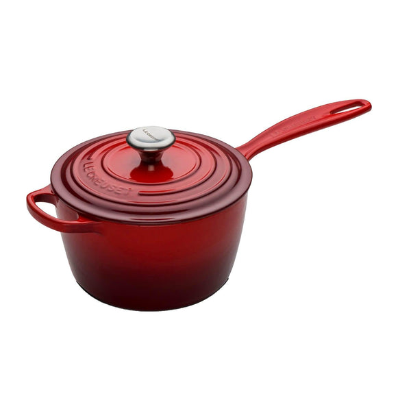 Le Creuset Signature Cast Iron 18cm Saucepan - Cerise - Potters Cookshop