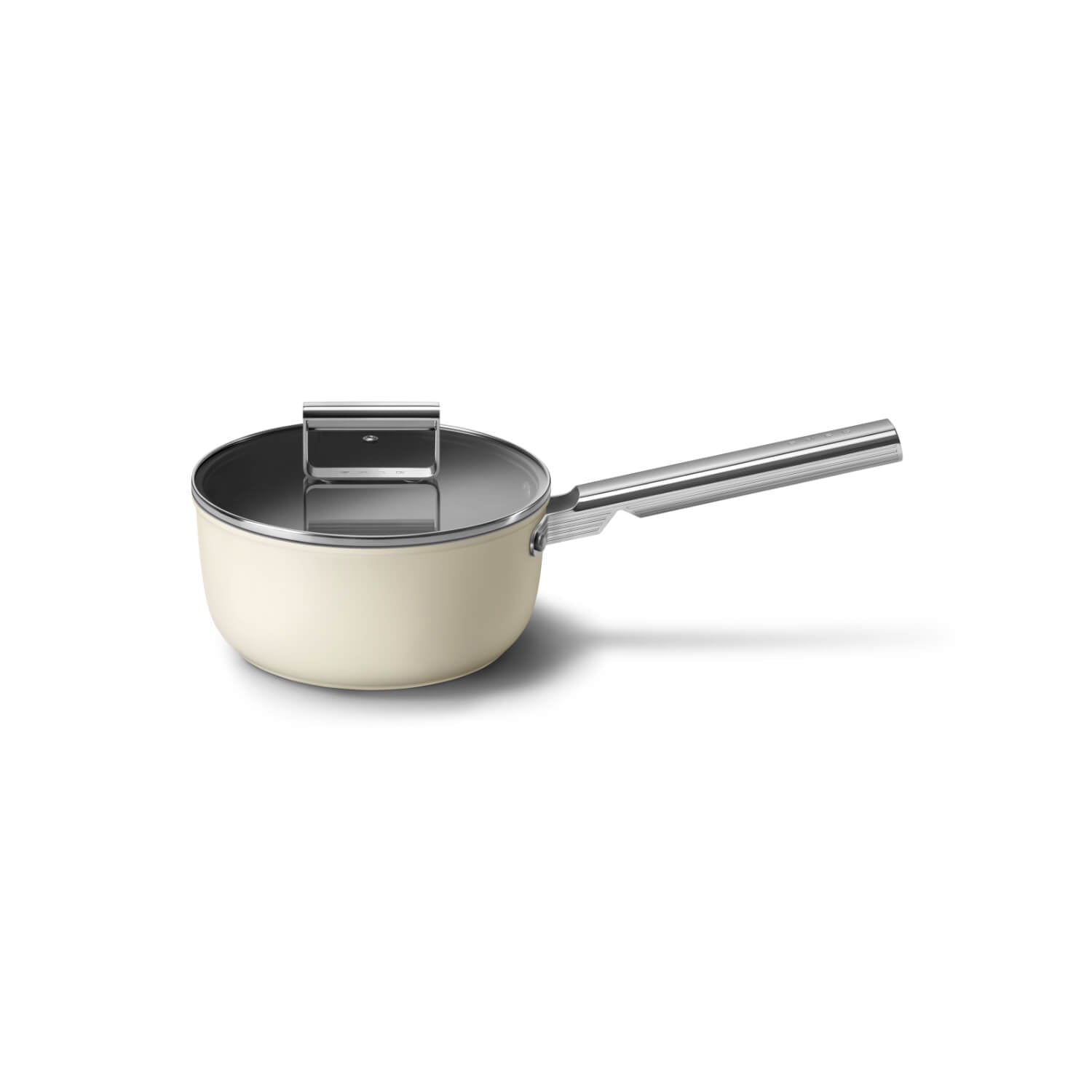 Buy Smeg  Cookware 20cm Non-Stick Saucepan with Lid - Cream – Potters  Cookshop