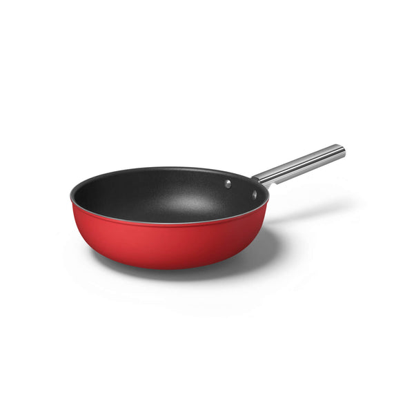 Smeg Cookware 30cm Non-Stick Wok - Red