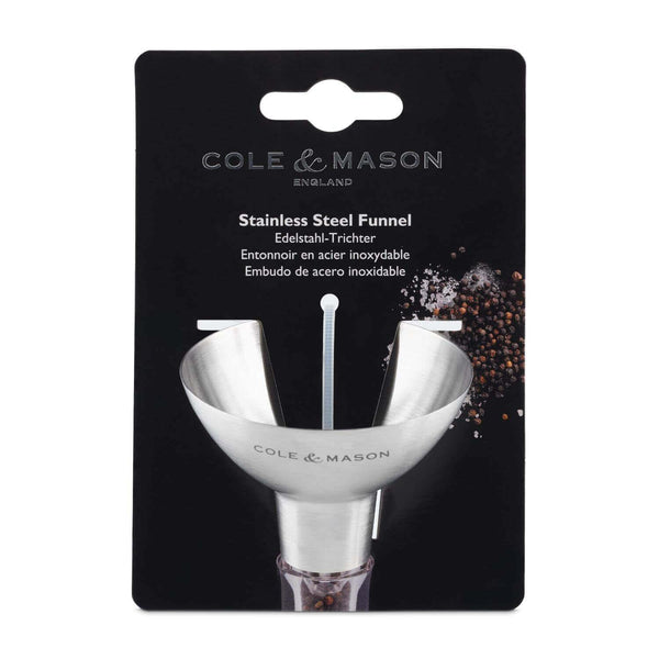 Cole & Mason Dover Stainless Steel Salt & Peppercorn Refill Funnel - Potters Cookshop