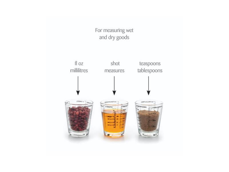 Kitchen Craft Set Of 2 Glass Mini Measuring Jugs - ml, Teaspoon