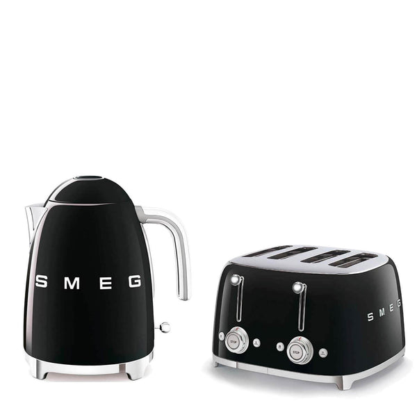 Smeg Jug Kettle & 4 Slice Toaster Set - Black