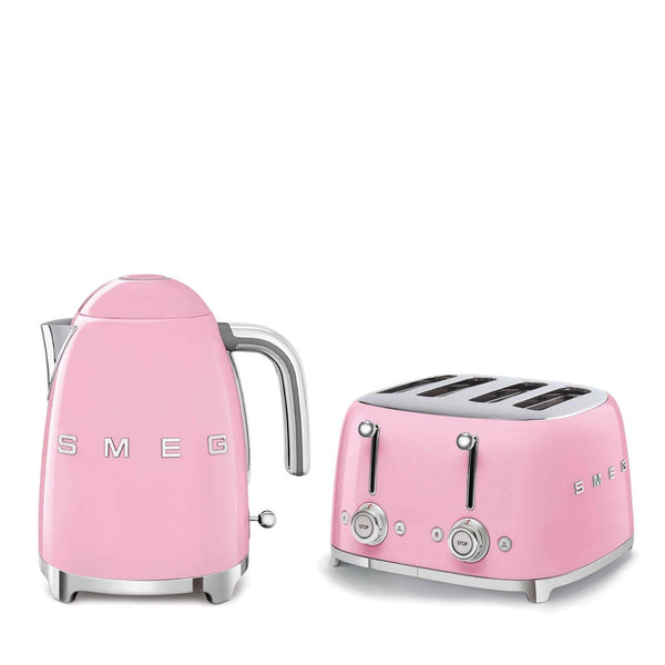 Smeg Jug Kettle & 4 Slice Toaster Set - Pink