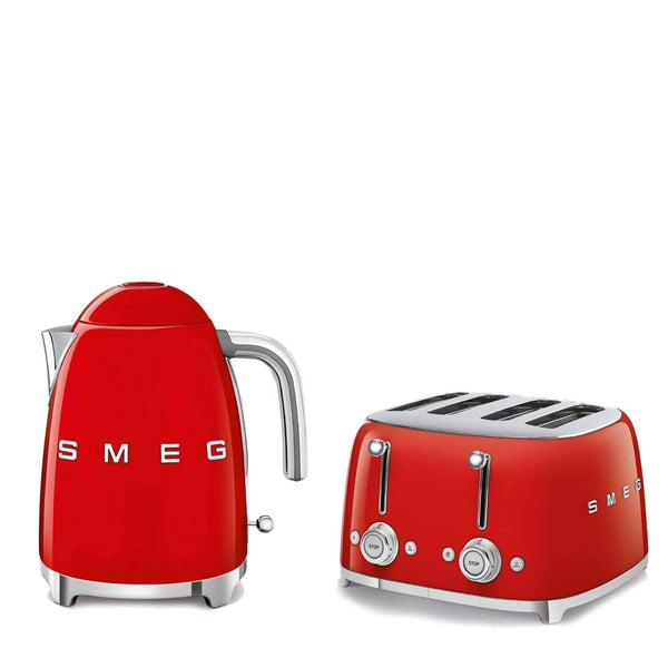 Smeg Jug Kettle & 4 Slice Toaster Set - Red