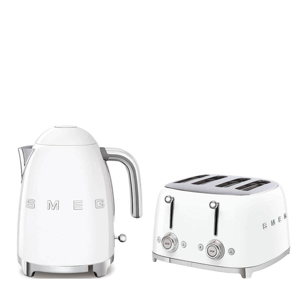 Smeg Jug Kettle & 4 Slice Toaster Set - White