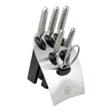 Rockingham Forge Quadra 7 Piece Kitchen Knife Block Set - Silver