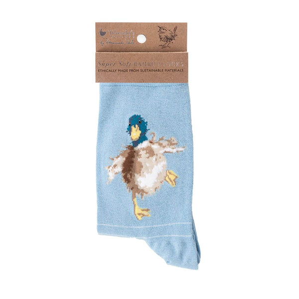 Wrendale Designs by Hannah Dale Ladies Blue Socks - A Waddle & A Quack