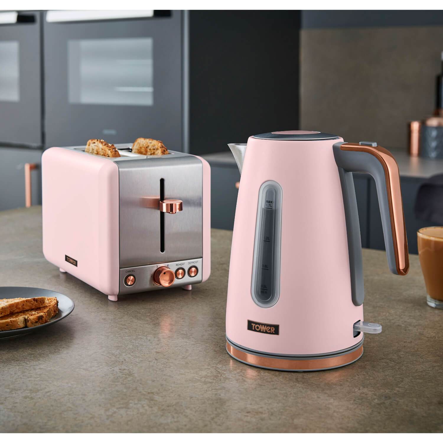 Rose gold outlet kettle toaster