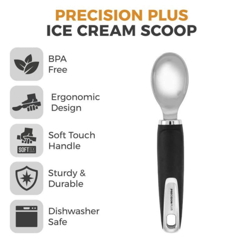 Tower Precision Plus Stainless Steel Ice Cream Scoop - Black