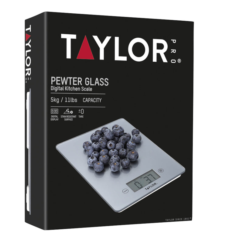 Taylor Pro Scale Digital 5kg Glass Kitchen Scale - Pewter