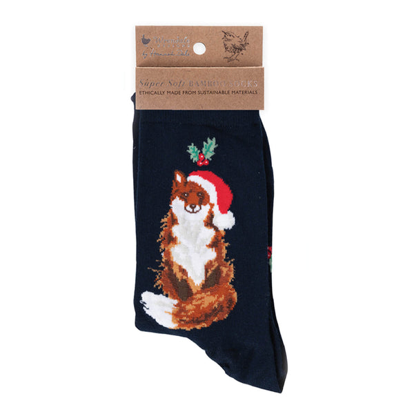 Wrendale Designs by Hannah Dale Bamboo Christmas Socks - Festive Fox