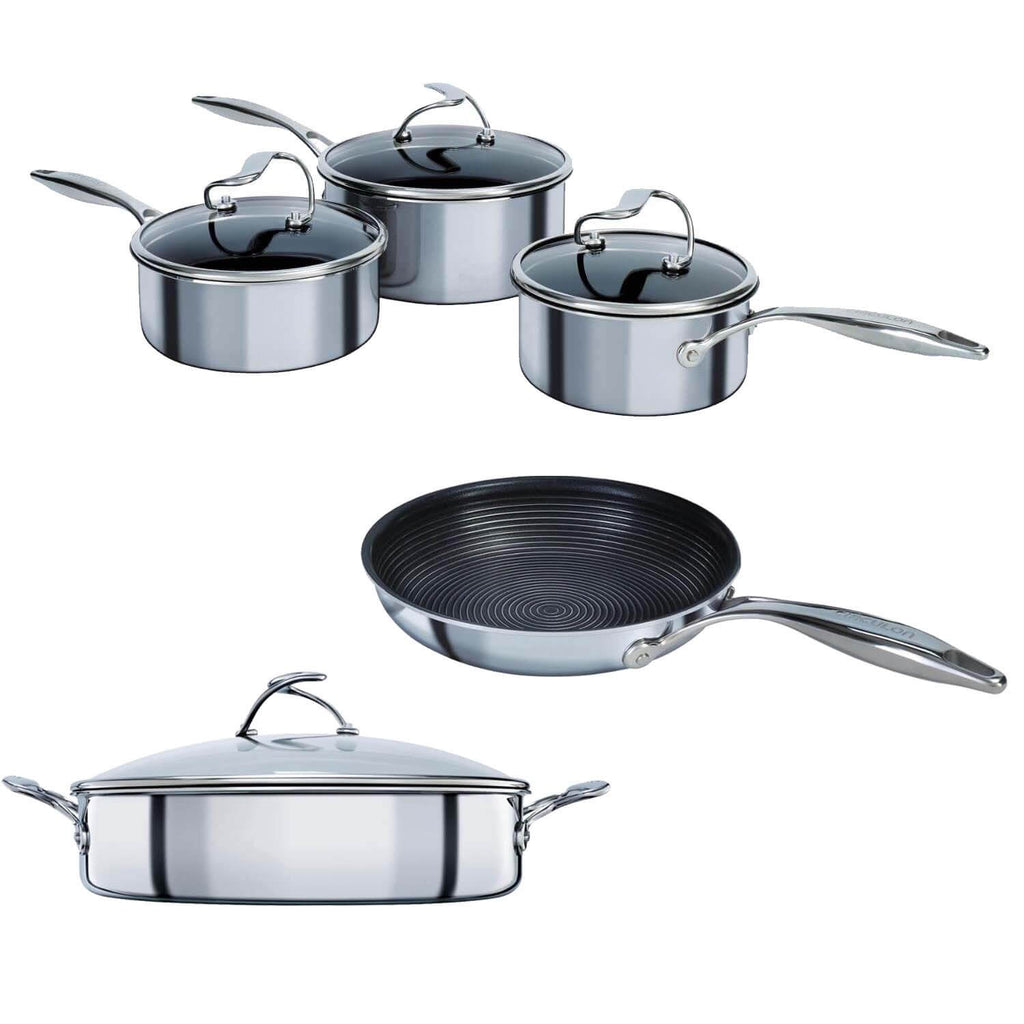 Circulon Stainless Steel Cookware Pots and Pans Set with SteelShield Hybrid  Stainless and Nonstick Technology
