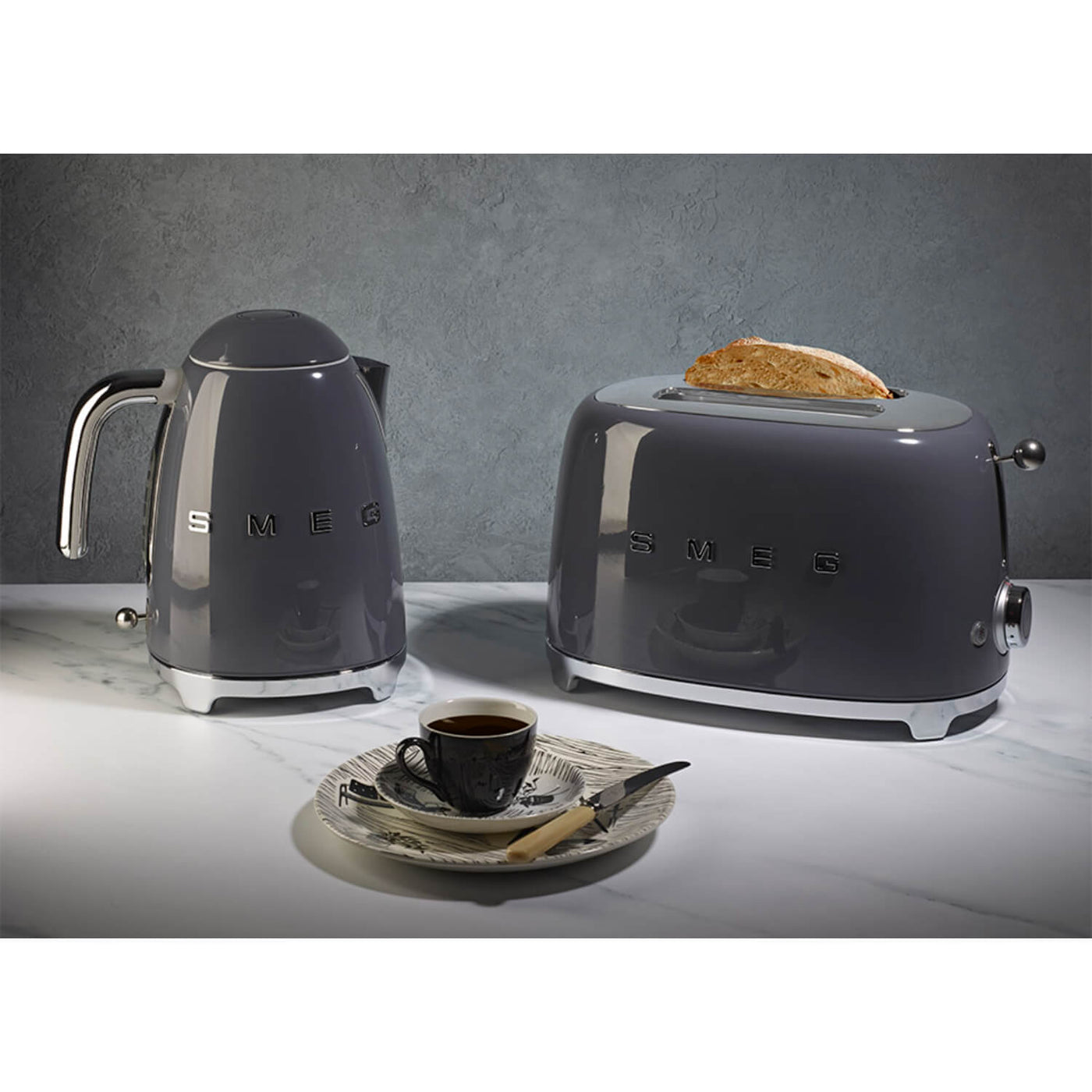 Buy Smeg TSF01GRUK 2 Slice Toaster Slate Grey Potters Cookshop